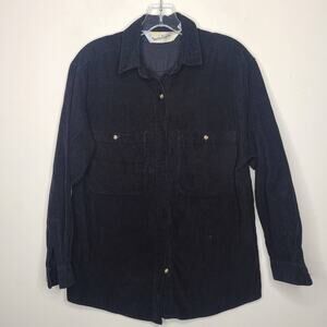 VTG Diane von Furstenberg black corduroy button down shirt - small